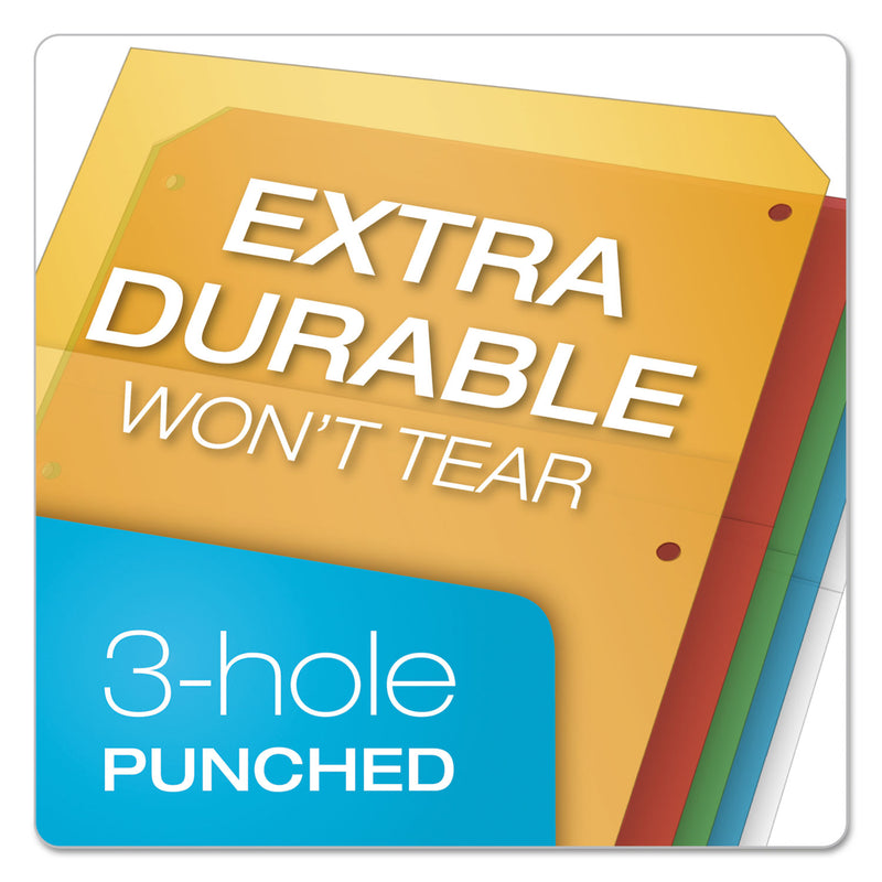 Cardinal Poly Ring Binder Pockets, 8.5 x 11, Assorted Colors, 5/Pack
