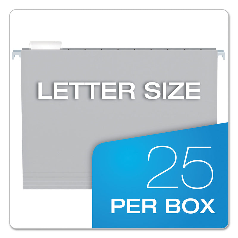Pendaflex Colored Hanging Folders, Letter Size, 1/5-Cut Tabs, Gray, 25/Box