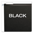 Pendaflex Colored Reinforced Hanging Folders, Letter Size, 1/5-Cut Tabs, Black, 25/Box