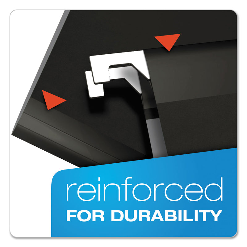 Pendaflex Colored Reinforced Hanging Folders, Letter Size, 1/5-Cut Tabs, Black, 25/Box