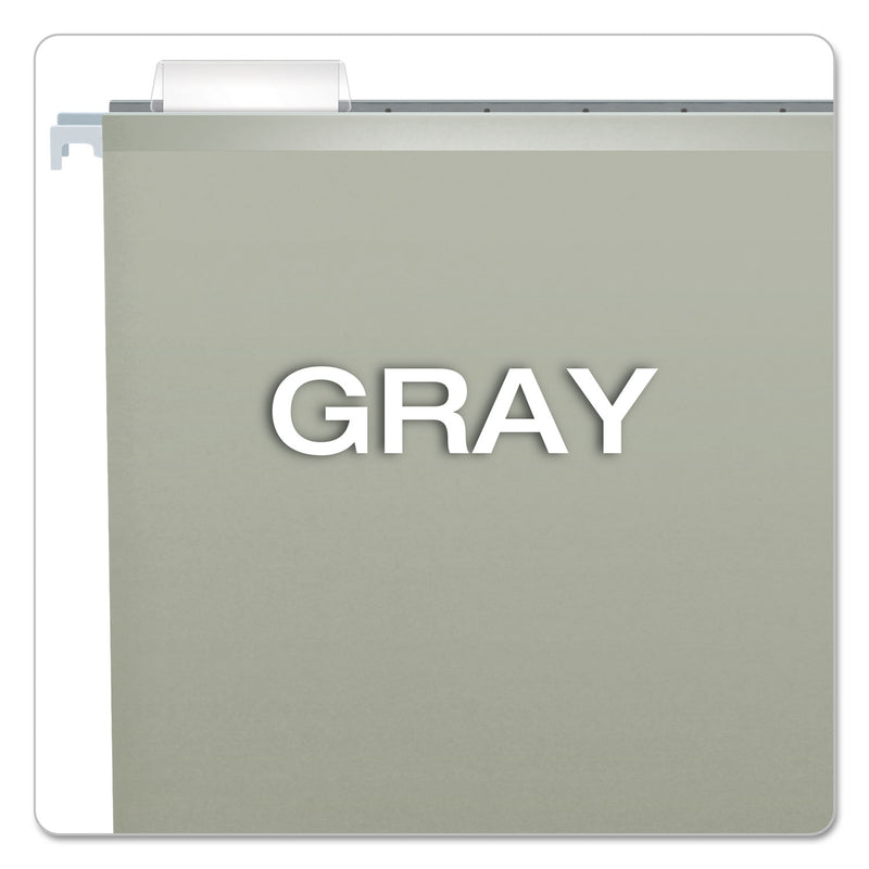 Pendaflex Colored Reinforced Hanging Folders, Letter Size, 1/5-Cut Tabs, Gray, 25/Box