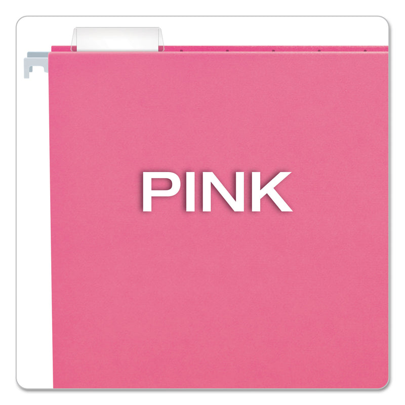 Pendaflex Colored Hanging Folders, Letter Size, 1/5-Cut Tabs, Pink, 25/Box