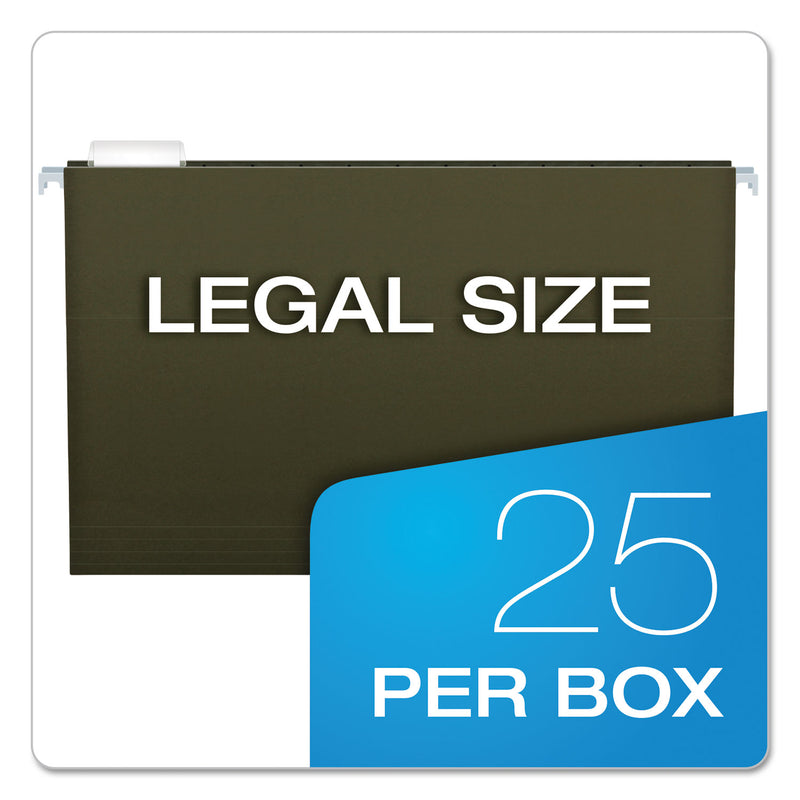 Pendaflex Standard Green Hanging Folders, Legal Size, 1/5-Cut Tabs, Standard Green, 25/Box