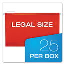 Pendaflex Extra Capacity Reinforced Hanging File Folders with Box Bottom, 2" Capacity, Legal Size, 1/5-Cut Tabs, Red, 25/Box