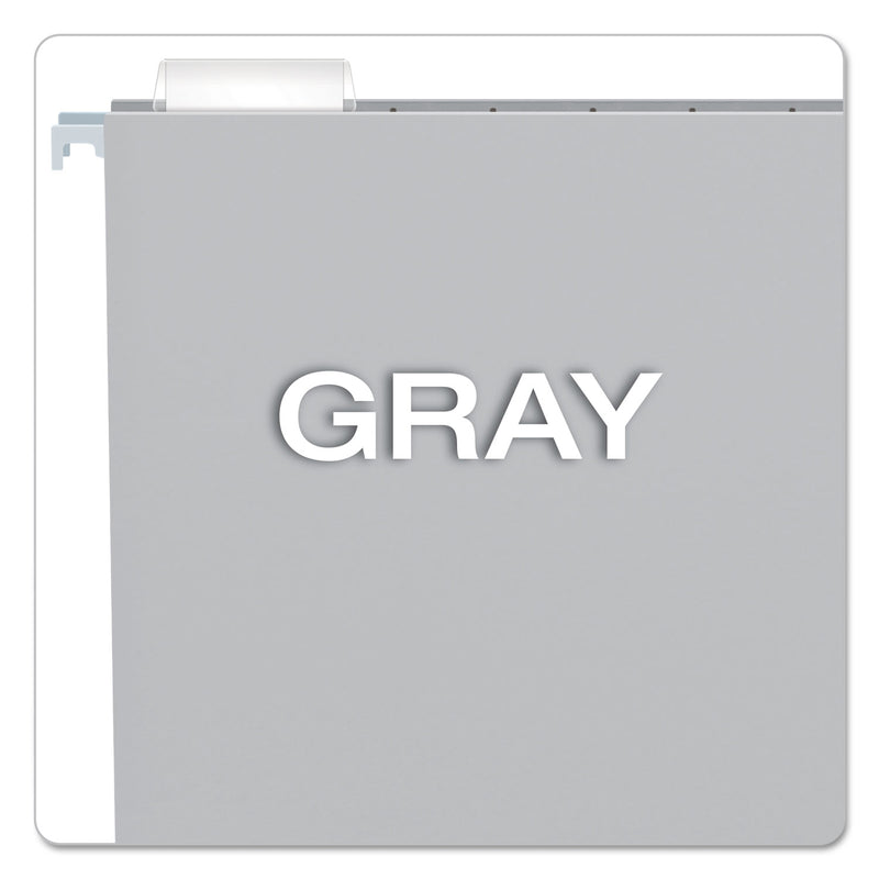 Pendaflex Colored Hanging Folders, Letter Size, 1/5-Cut Tabs, Gray, 25/Box