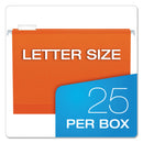 Pendaflex Extra Capacity Reinforced Hanging File Folders with Box Bottom, 2" Capacity, Letter Size, 1/5-Cut Tabs, Orange, 25/Box