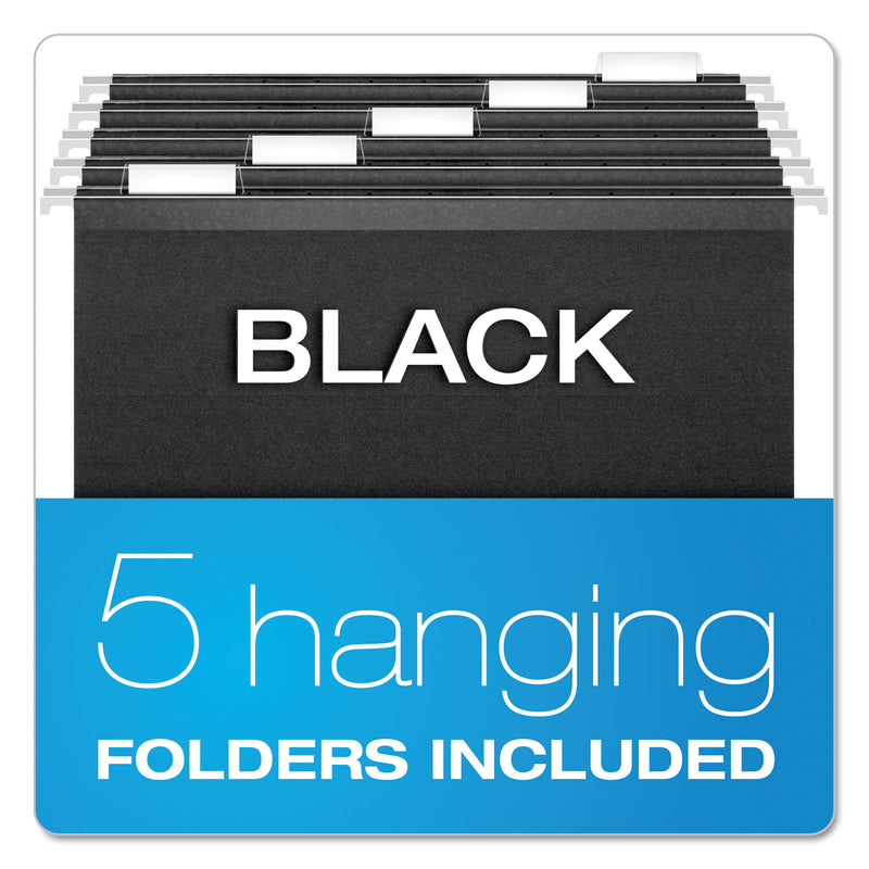 Pendaflex Desktop File With Hanging Folders, Letter Size, 6" Long, Black