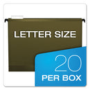 Pendaflex SureHook Hanging Folders, Letter Size, 1/5-Cut Tabs, Standard Green, 20/Box