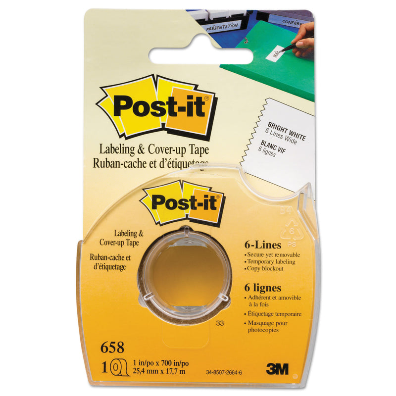 Post-it Labeling and Cover-Up Tape, Non-Refillable, Clear Applicator, 1" x 700"