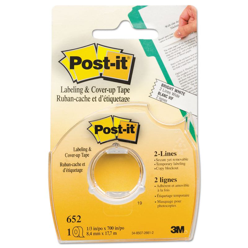 Post-it Labeling and Cover-Up Tape, Non-Refillable, Clear Applicator, 0.33" x 700"