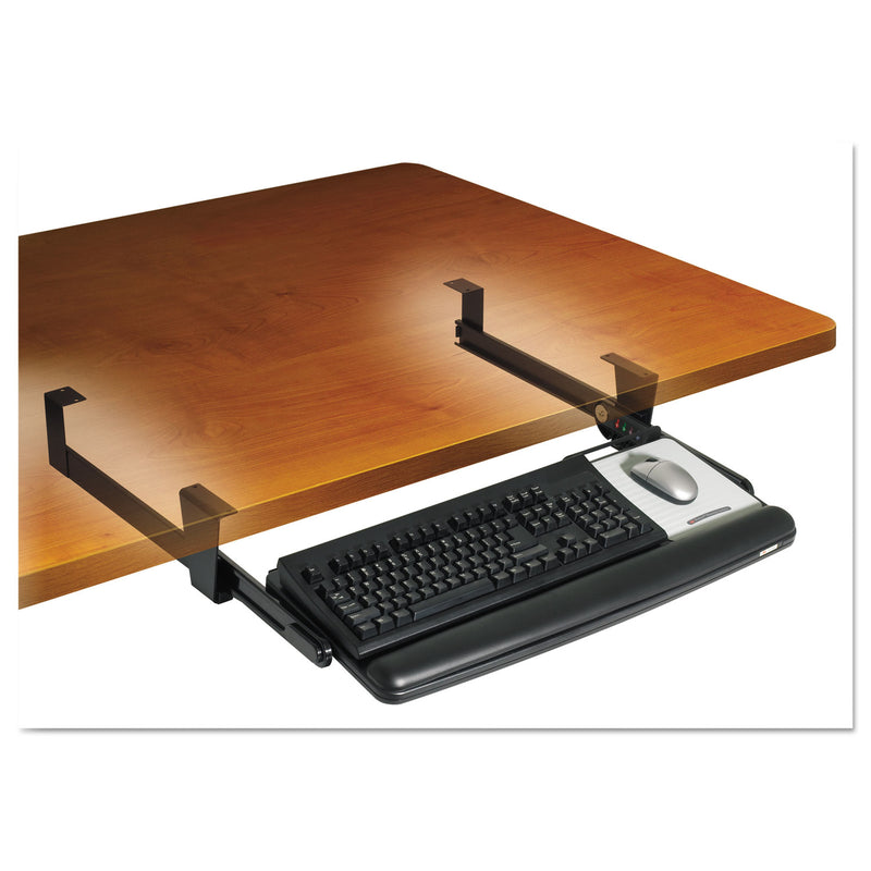 3M Adjustable Under Desk Keyboard Drawer, 27.3w x 16.8d, Black