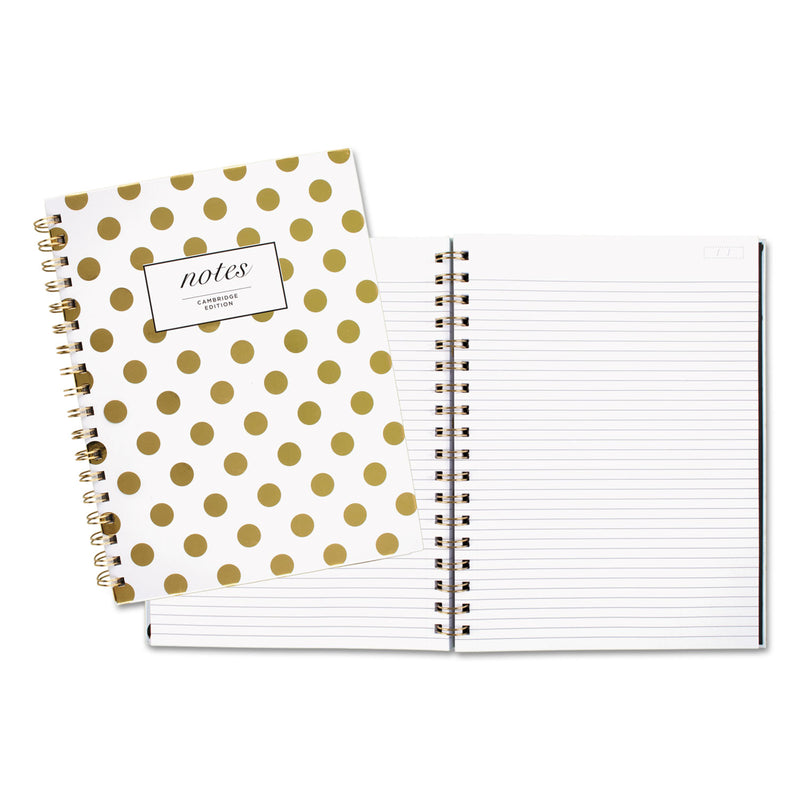 Cambridge Gold Dots Hardcover Notebook, 1 Subject, Wide/Legal Rule, White/Gold Cover, 9.5 x 7, 80 Sheets