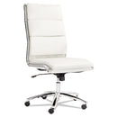 Alera Neratoli High-Back Slim Profile Chair, Faux Leather, 275 lb Cap, 17.32" to 21.25" Seat Height, White Seat/Back, Chrome
