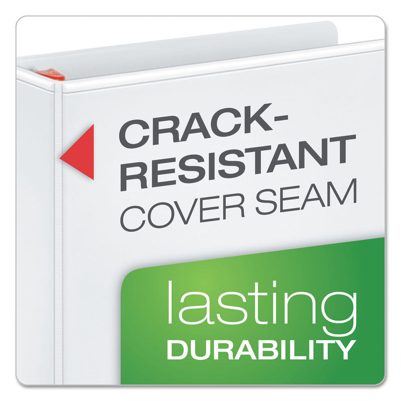 Cardinal XtraLife ClearVue Non-Stick Locking Slant-D Ring Binder, 3 Rings, 5" Capacity, 11 x 8.5, White