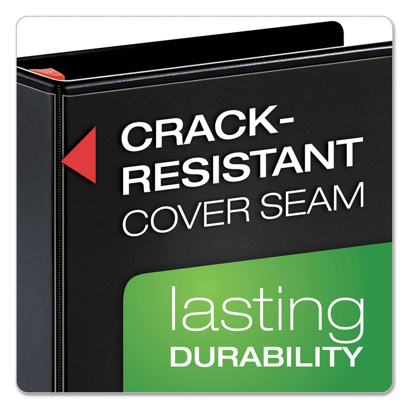 Cardinal XtraLife ClearVue Non-Stick Locking Slant-D Ring Binder, 3 Rings, 1" Capacity, 11 x 8.5, Black