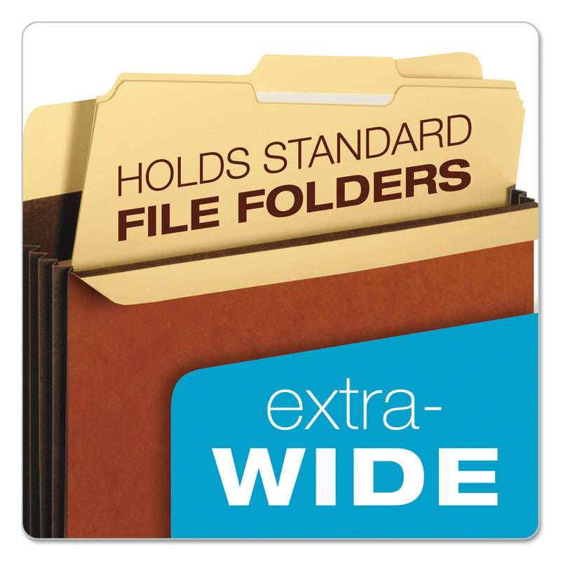 Pendaflex Extra-Wide Heavy-Duty File Pockets, 3.5" Expansion, Letter Size, Redrope, 10/Box