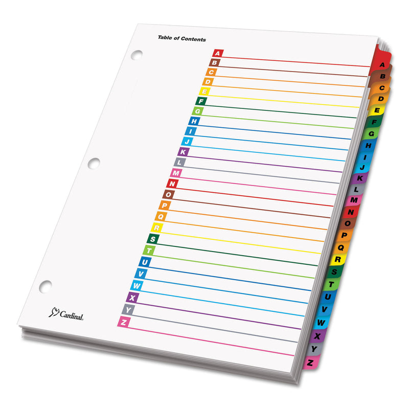 Cardinal OneStep Printable Table of Contents and Dividers, 26-Tab, A to Z, 11 x 8.5, White, Assorted Tabs, 1 Set