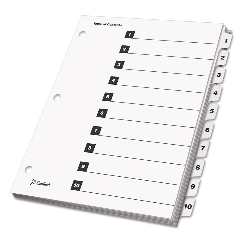 Cardinal OneStep Printable Table of Contents and Dividers, 10-Tab, 1 to 10, 11 x 8.5, White, White Tabs, 1 Set