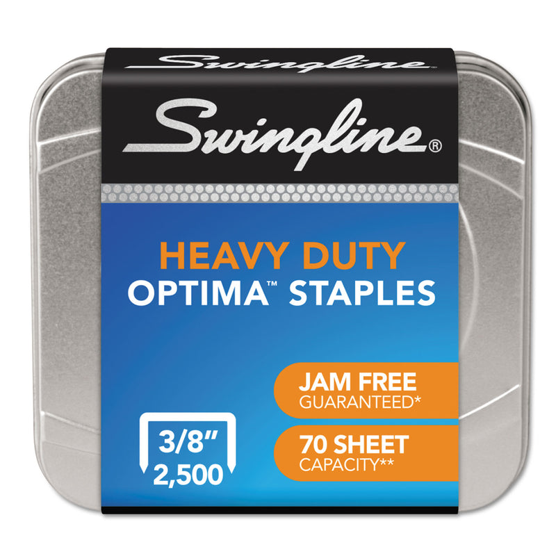 Swingline Optima High-Capacity Staples, 0.38" Leg, 0.5" Crown, Steel, 2,500/Box