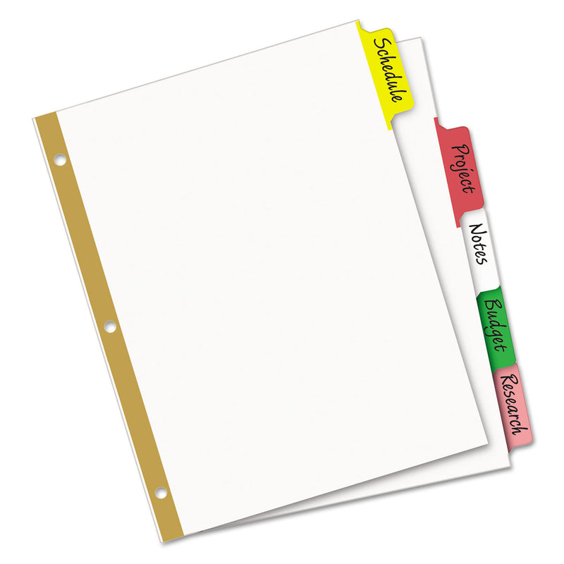 Avery Write and Erase Big Tab Paper Dividers, 5-Tab, 11 x 8.5, White, Assorted Tabs, 1 Set