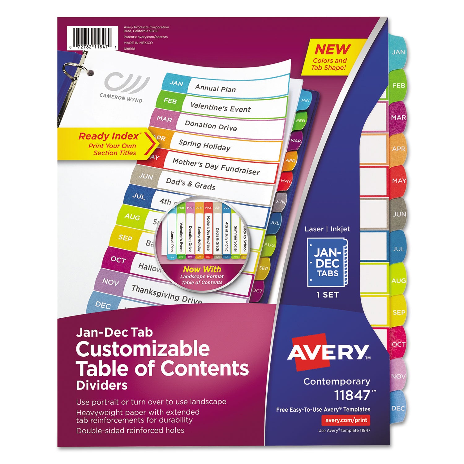 Customizable TOC Ready Index Multicolor Tab Dividers, 12-Tab, Jan. to ...