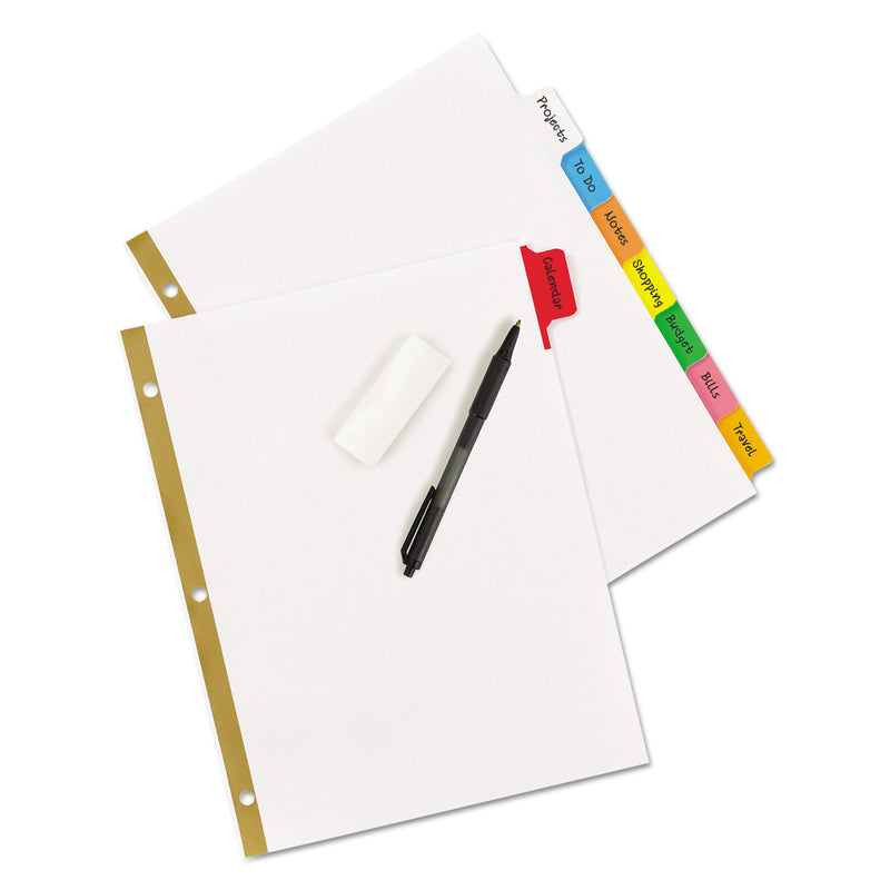Avery Write and Erase Big Tab Paper Dividers, 8-Tab, 11 x 8.5, White, Assorted Tabs,1 Set