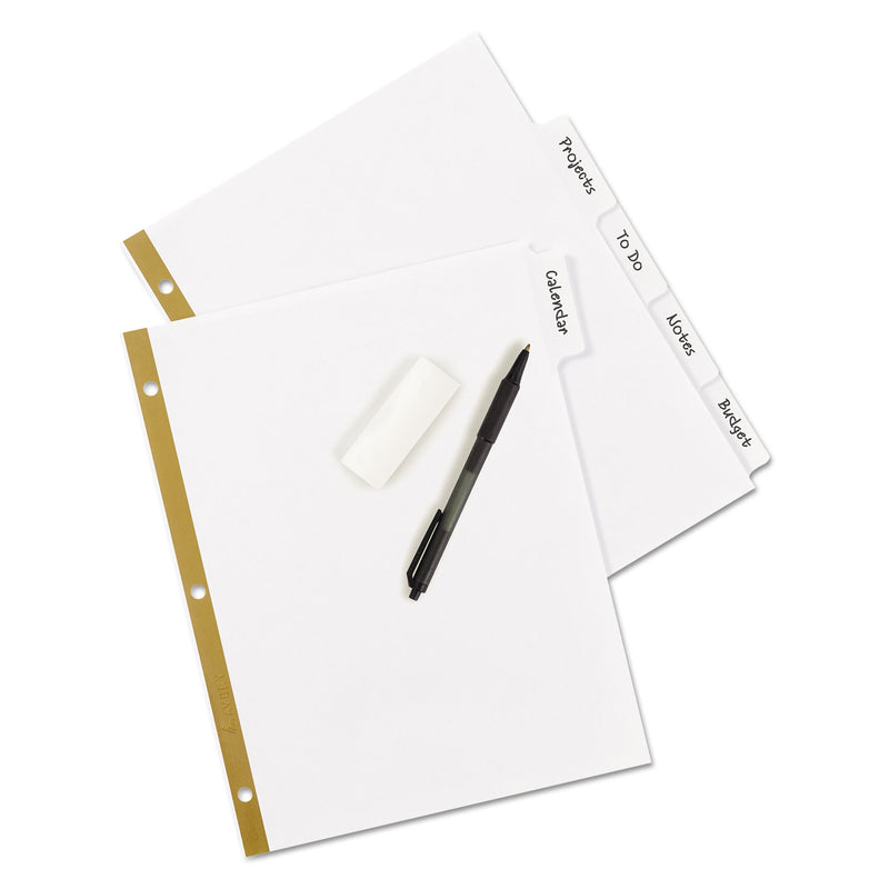 Avery Write and Erase Big Tab Paper Dividers, 5-Tab, 11 x 8.5, White, White Tabs, 1 Set
