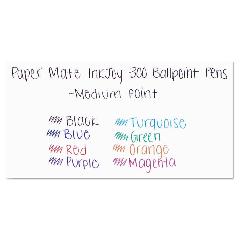 Paper Mate InkJoy 300 RT Ballpoint Pen, Retractable, Medium 1 mm, Blue Ink, Blue Barrel, Dozen