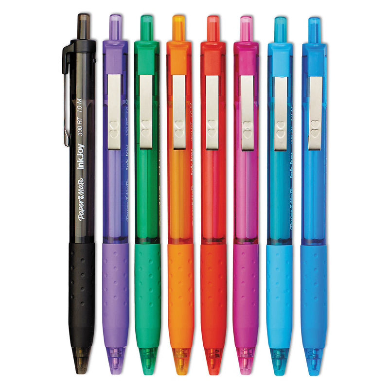 Paper Mate InkJoy 300 RT Ballpoint Pen Retractable, Medium 1 mm, Assorted Ink and Barrel Colors, 8/Pack