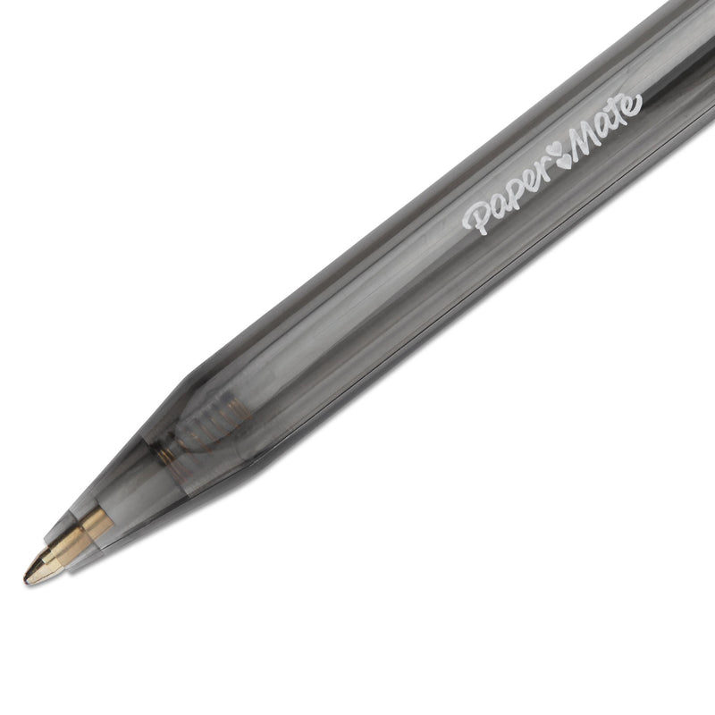 Paper Mate InkJoy 100 RT Ballpoint Pen, Retractable, Medium 1 mm, Black Ink, Black Barrel, Dozen
