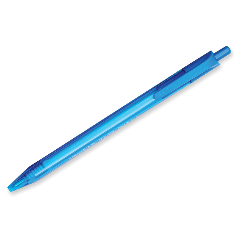 Paper Mate InkJoy 100 RT Ballpoint Pen, Retractable, Medium 1 mm, Blue Ink, Blue Barrel, Dozen