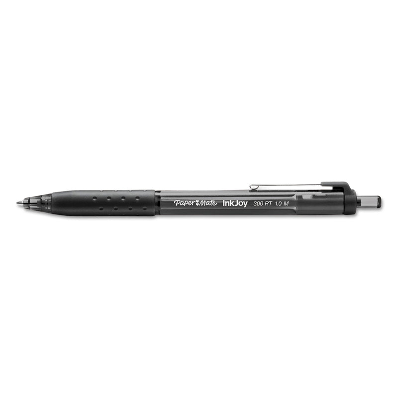 Paper Mate InkJoy 300 RT Ballpoint Pen, Refillable, Retractable, Medium 1 mm, Black Ink, Smoke Barrel, 36/Box