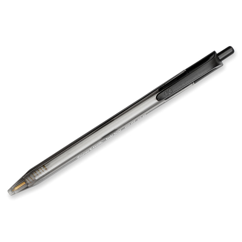 Paper Mate InkJoy 100 RT Ballpoint Pen, Retractable, Medium 1 mm, Black Ink, Black Barrel, Dozen