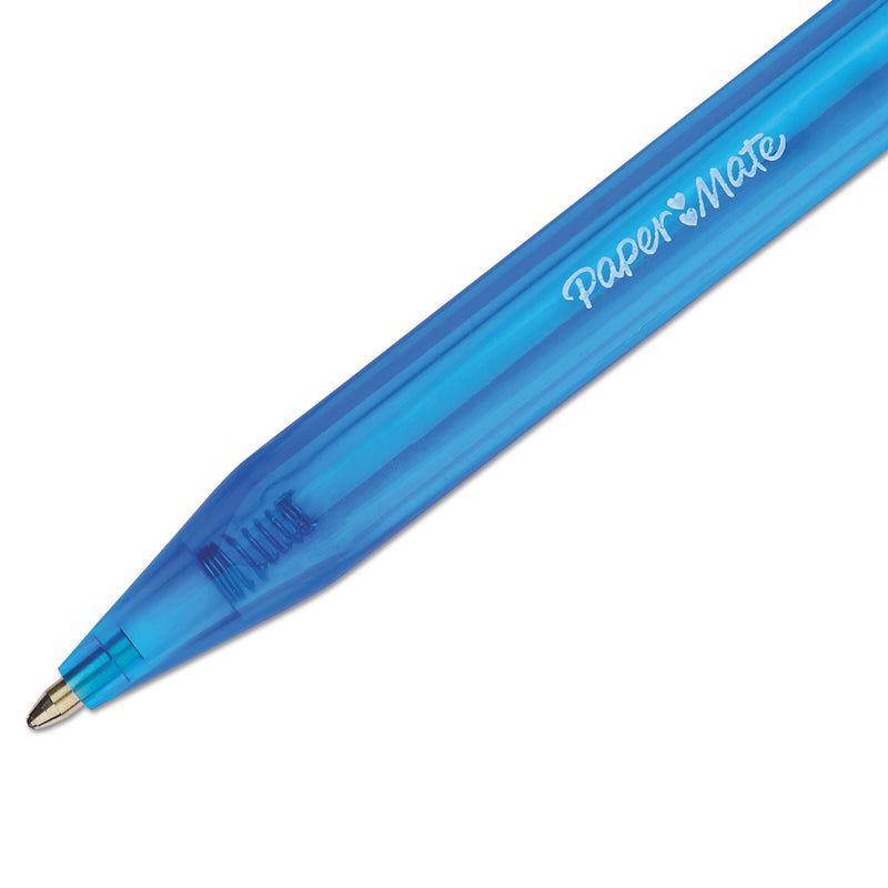 Paper Mate InkJoy 100 RT Ballpoint Pen, Retractable, Medium 1 mm, Blue Ink, Blue Barrel, Dozen
