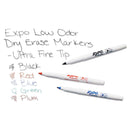 EXPO Low-Odor Dry Erase Marker Starter Set, Extra-Fine Needle Tip, Assorted Colors, 5/Set