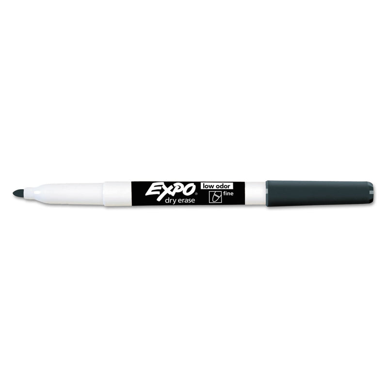 EXPO Low-Odor Dry-Erase Marker, Fine Bullet Tip, Black, Dozen