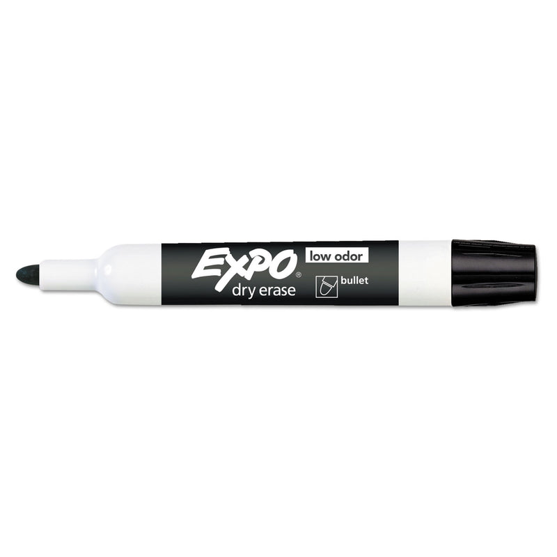 EXPO Low-Odor Dry-Erase Marker, Medium Bullet Tip, Black, Dozen