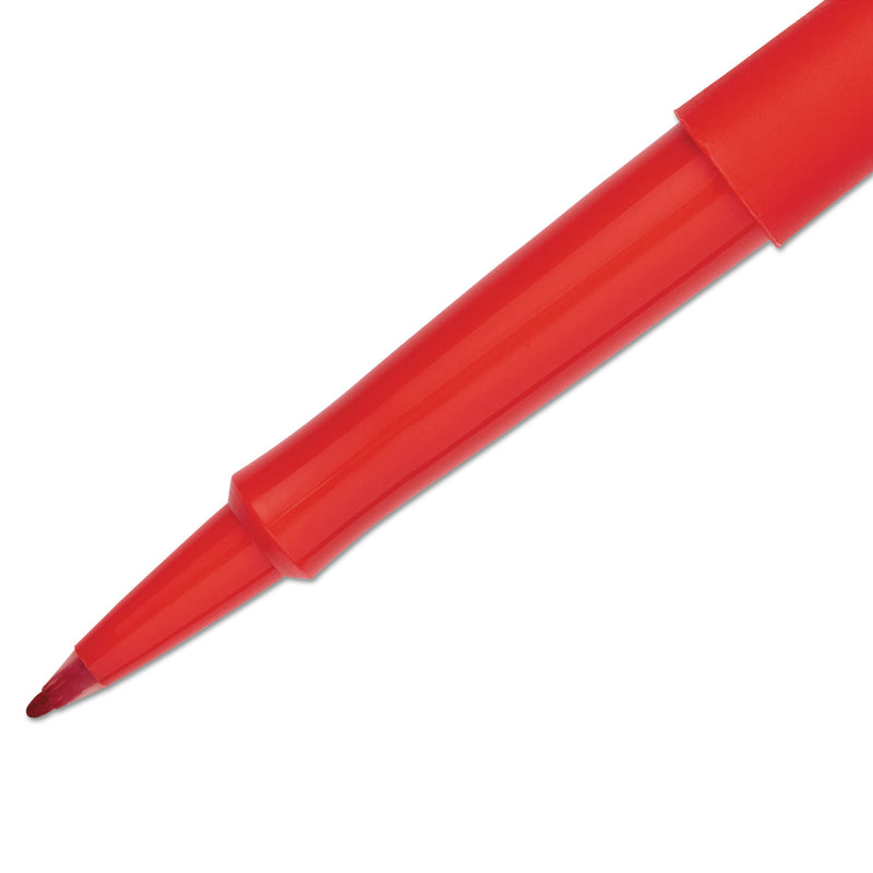 Paper Mate Point Guard Flair Felt Tip Porous Point Pen, Stick, Medium 0.7 mm, Red Ink, Red Barrel, Dozen