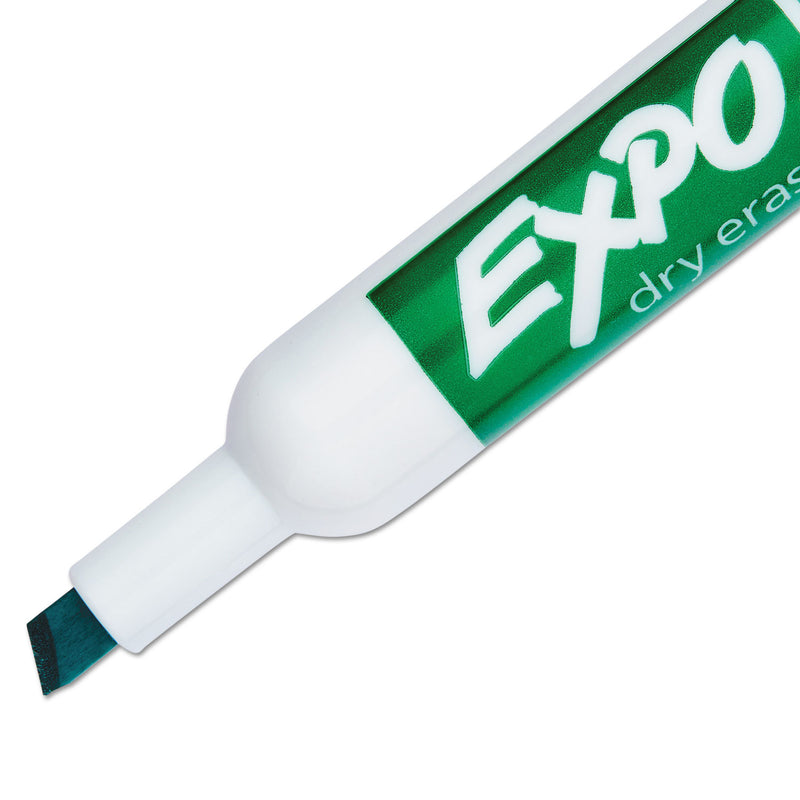 EXPO Low-Odor Dry-Erase Marker, Broad Chisel Tip, Green, Dozen