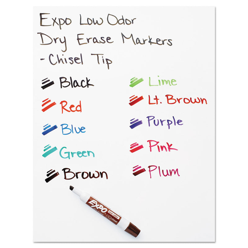 EXPO Low-Odor Dry-Erase Marker, Broad Chisel Tip, Black, Dozen