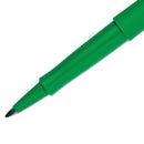 Paper Mate Point Guard Flair Felt Tip Porous Point Pen, Stick, Medium 0.7 mm, Green Ink, Green Barrel, Dozen