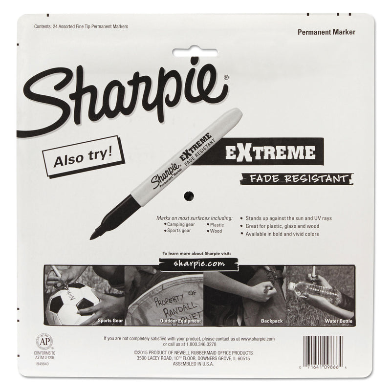 Sharpie Fine Tip Permanent Marker, Fine Bullet Tip, Assorted Limited Edition Color Burst and Classic Colors, 24/Pack