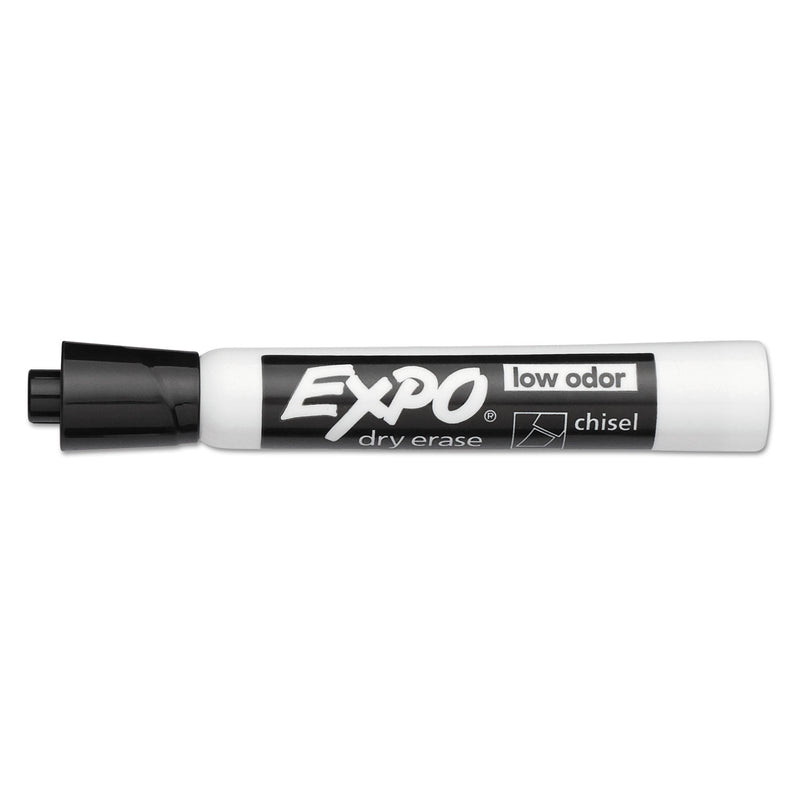 EXPO Low-Odor Dry-Erase Marker, Broad Chisel Tip, Black, Dozen