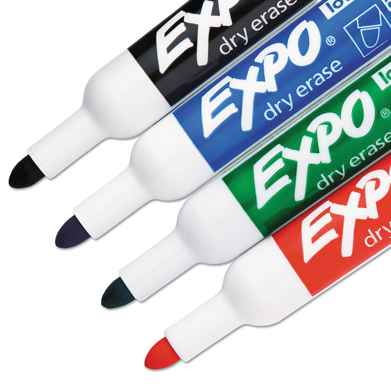 EXPO Low-Odor Dry-Erase Marker, Medium Bullet Tip, Assorted Colors, 4/Set