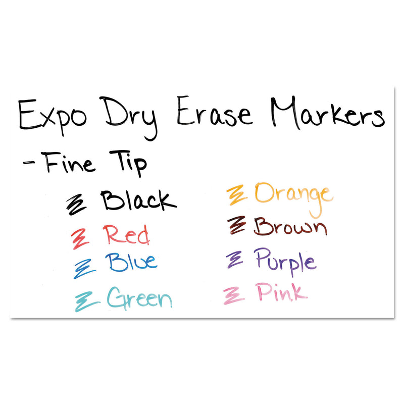 EXPO Low-Odor Dry-Erase Marker, Fine Bullet Tip, Assorted Colors, 8/Set
