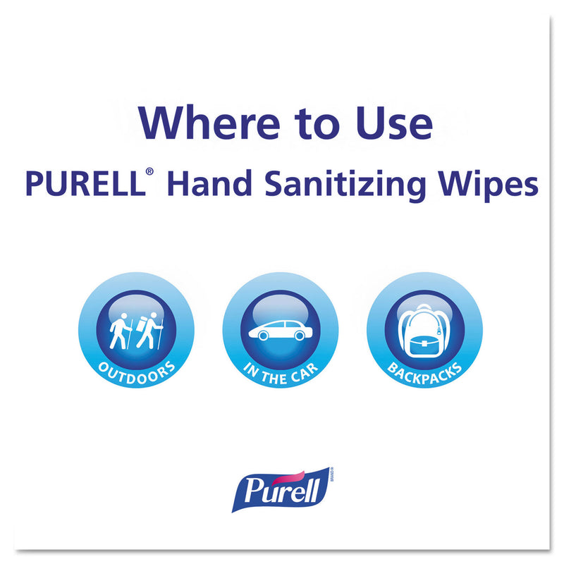 PURELL Premoistened Hand Sanitizing Wipes, 5.78 x 7, 100/Canister, 12 Canisters/Carton