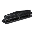 Universal 12-Sheet Deluxe Two- and Three-Hole Adjustable Punch, 9/32" Holes, Black
