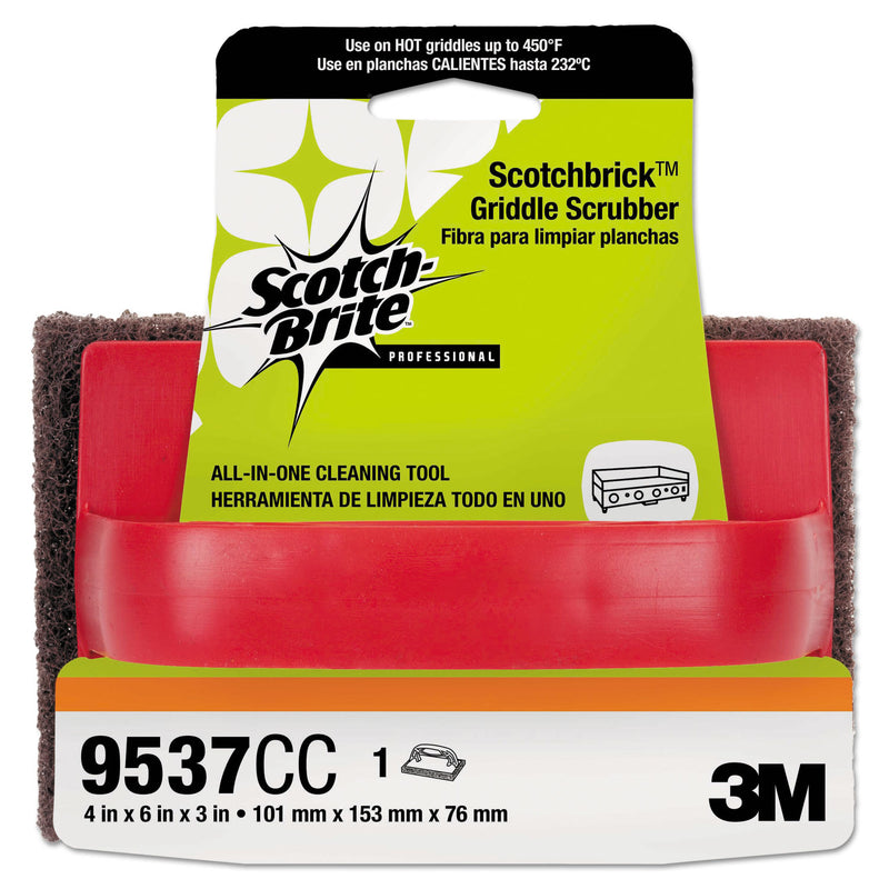 Scotch-Brite Scotchbrick Griddle Scrubber 9537, 4 x 6 x 3, Red/Black, 12/Carton