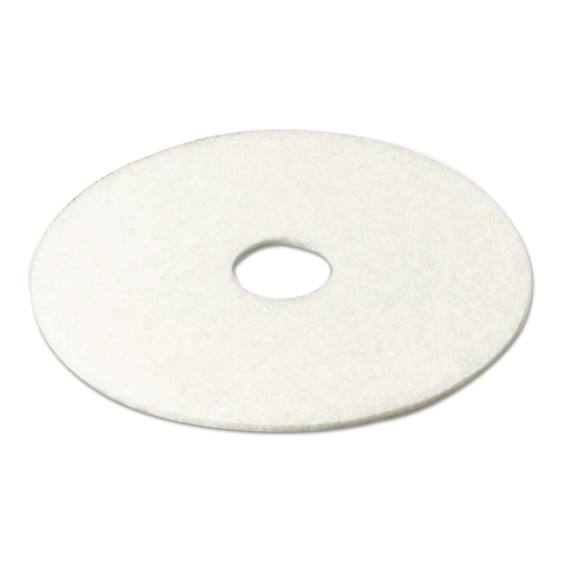 3M Low-Speed Super Polishing Floor Pads 4100, 27" Diameter, White, 5/Carton