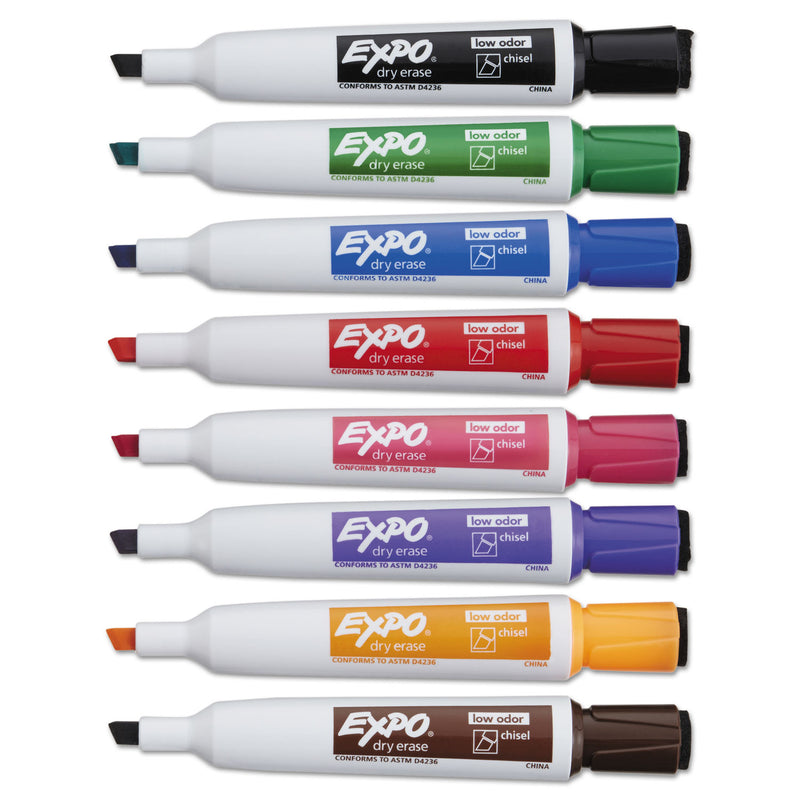 EXPO Magnetic Dry Erase Marker, Broad Chisel Tip, Assorted Colors, 8/Pack